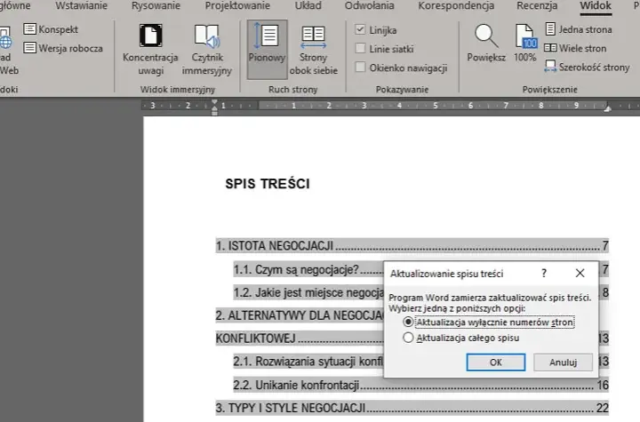 Jak zaktualizować spis treści w Wordzie i uniknąć błędów w dokumencie