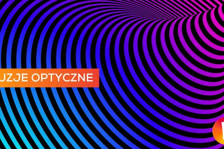 Jak narysować iluzję optyczną: hipnotyzujący tunel z pasów w kolorach niebieskim i fioletowym.