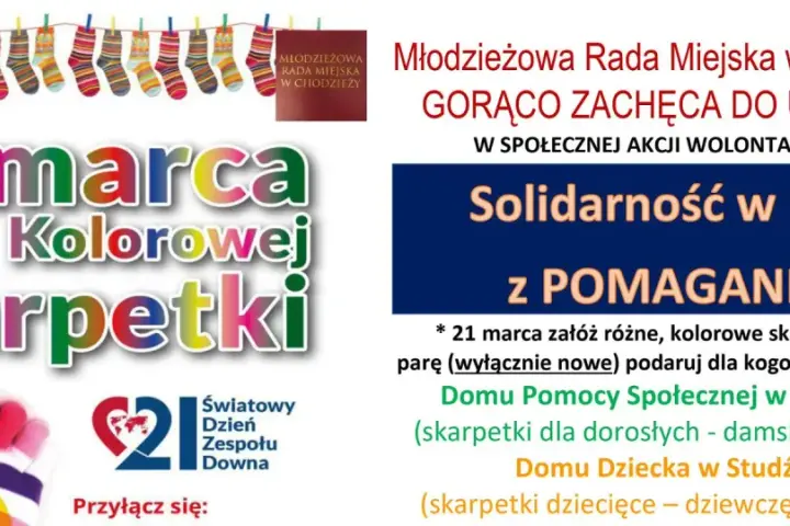 21 marca to Dzień Kolorowej Skarpetki! Załóż niepasujące skarpety i pomóż innym.