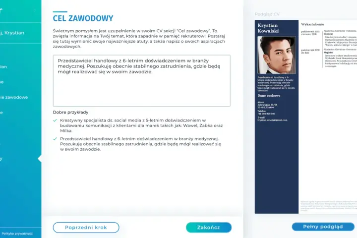 Podsumowanie zawodowe: przedstawiciel handlowy z 6-letnim doświadczeniem w branży medycznej, poszukuje stabilnego zatrudnienia.