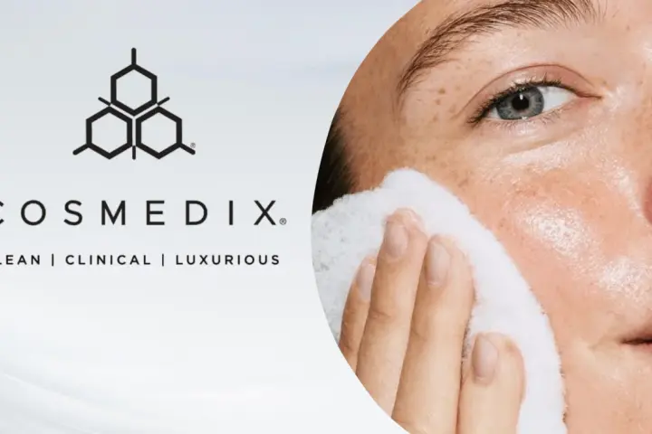 A woman's face is gently cleansed with a white pad, showcasing the benefits of enzyme exfoliation for radiant skin.