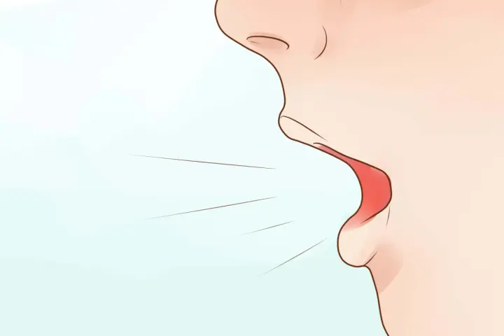Ein Mund spricht, die Lippen formen den Laut "o", wie in "Sohn".