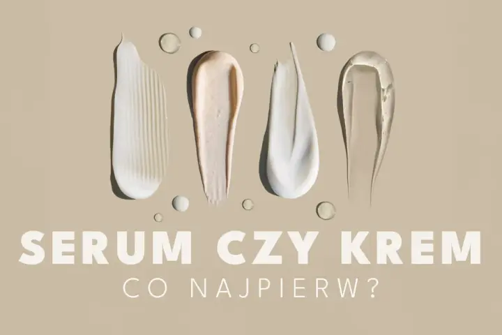 Smugi kremów i serum na beżowym tle. Czy na serum trzeba nakładać krem? Pytanie o kolejność aplikacji kosmetyków.