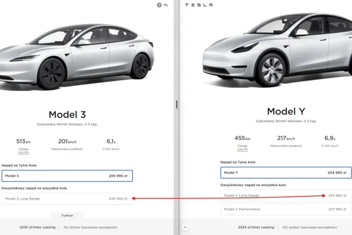 Porównanie modeli Tesla: Model 3 i Model Y. Sprawdź aktualną tesla cena i specyfikacje.