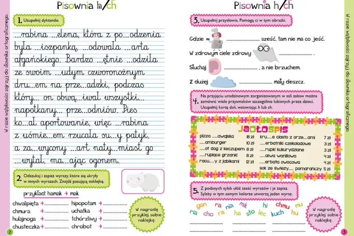 Dyktando ze zmiękczeniami klasa 2. Uzupełnij tekst o h/ch, rozwiązuj zadania z przysłowiami i słowami.