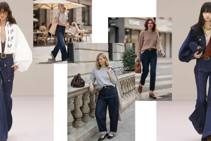 Różnorodne stylizacje z jeansami: od szerokich nogawek i bojówek po dopasowane modele. Denim w roli głównej.