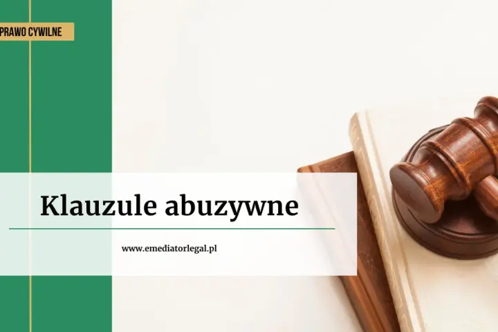 Prawo cywilne i klauzule abuzywne. Młotek sędziowski na księgach prawnych.