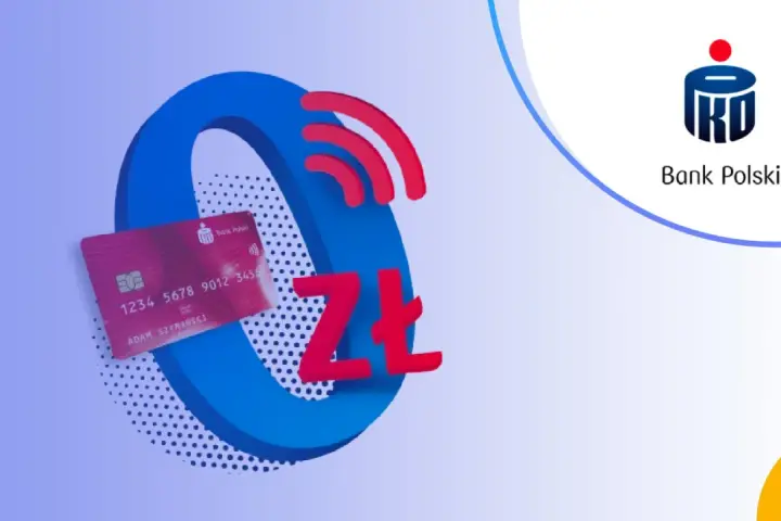 Karta PKO BP 500+ z symbolem złotówki i sygnałem Wi-Fi.