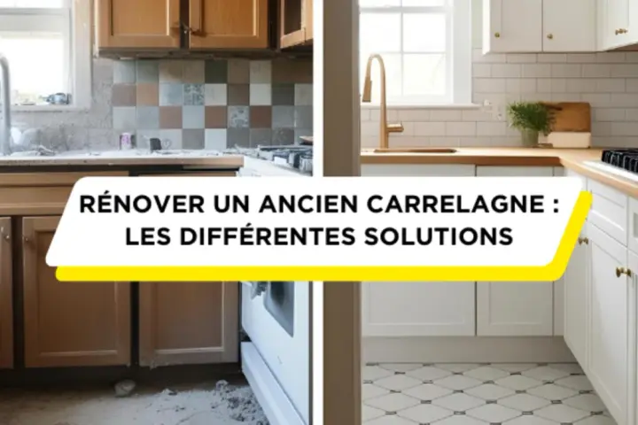 Avant/après d'une cuisine : la rénovation du carrelage mural et au sol transforme l'espace.