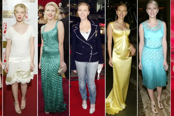 Scarlett Johansson w różnych kreacjach na czerwonym dywanie. Jej wzrost to 160 cm.