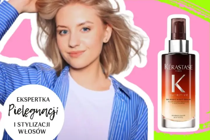 Ekspertka od włosów prezentuje, jak używać serum Kerastase Nutritive 8H Magic Night Serum dla pięknych i zdrowych włosów.