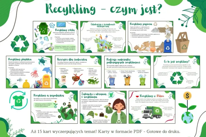 Recykling przykłady: szkło, papier, plastik, metal, ubrania. Edukacja ekologiczna, korzyści dla środowiska i gospodarki. Polska stawia na recykling.