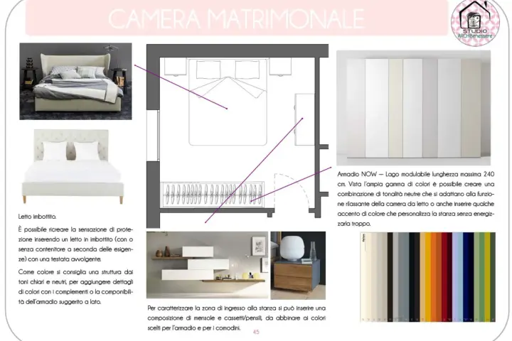 Idee per i colori pareti camera da letto feng shui: tonalità neutre e rilassanti per l'armadio e accenti di colore per personalizzare.