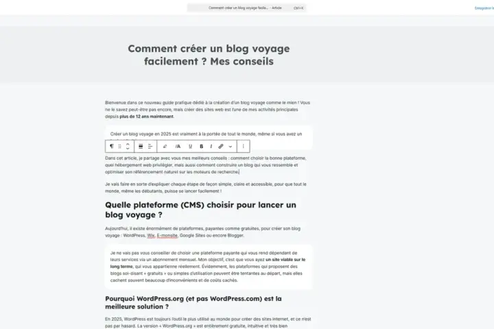 Guide pratique pour créer un blog voyage facilement. Conseils sur les plateformes, l'hébergement et le référencement.