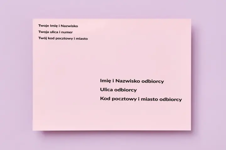 Fragment koperty z polami do wpisania adresu nadawcy i odbiorcy.