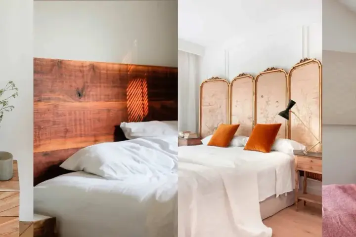 Ideas dormitorio rústico: camas con cabeceros de madera natural, telas suaves y detalles decorativos que evocan la naturaleza.