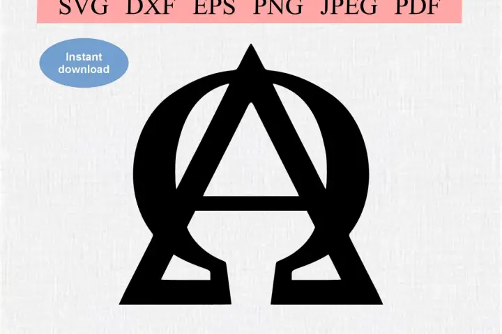 Schwarzes Symbol, das Alpha und Omega vereint, steht für Anfang und Ende. Sofortiger Download verfügbar.