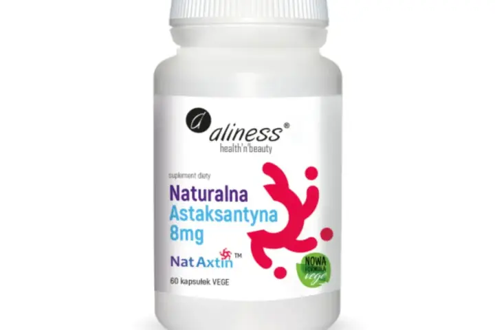 Suplement diety Aliness Naturalna Astaksantyna 8mg, 60 kapsułek VEGE. Dowiedz się, astaksantyna co to za silny antyoksydant.