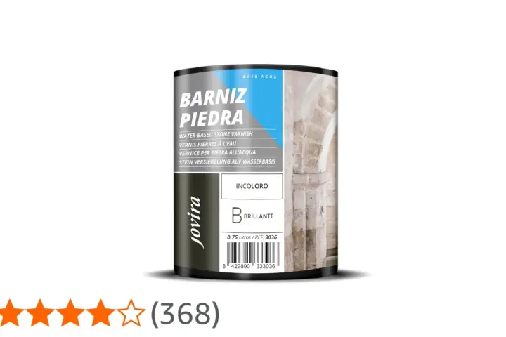 Barniz para piedra Jovira, incoloro y brillante, base agua. Protege y embellece superficies de piedra.
