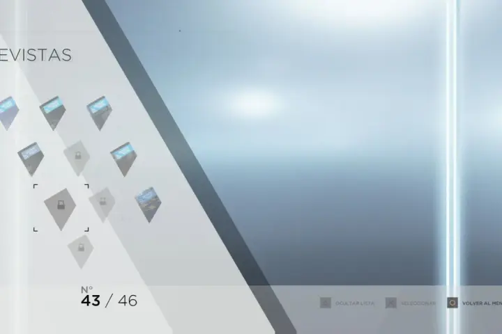 Menú de revistas de Detroit: Become Human, mostrando la revista 43 de 46.
