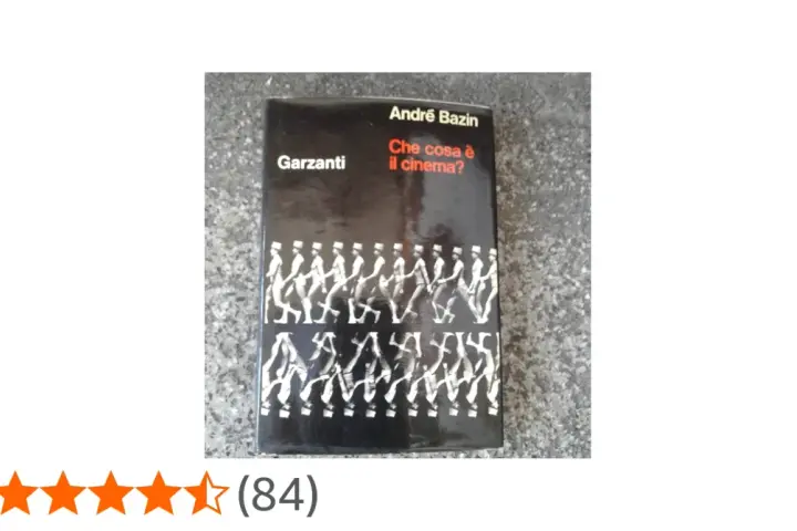 Copertina del libro "Che cosa è il cinema?" di André Bazin, con una fila di figure stilizzate che camminano.