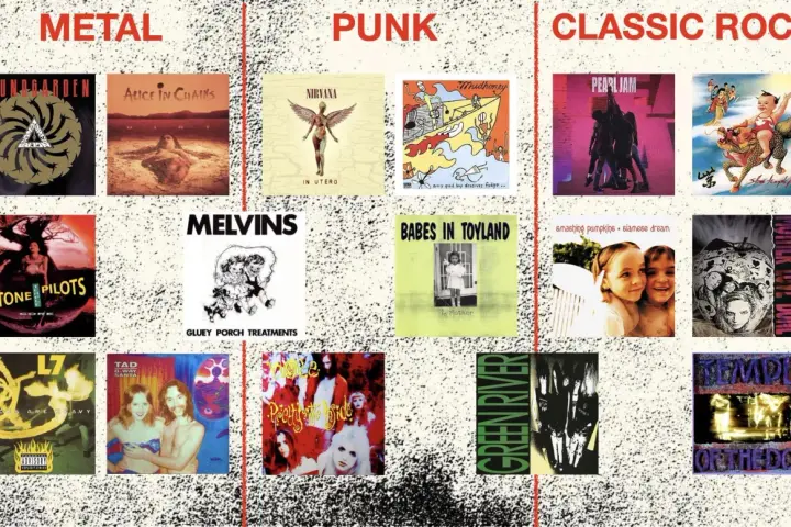 Okładki płyt zespołów takich jak Nirvana, Mudhoney, Babes in Toyland. To właśnie co to punk!