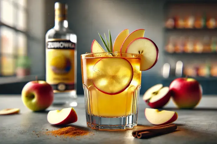 Szarlotka drink przepis: orzeźwiający koktajl z jabłek, cynamonu i Żubrówki. Idealny na jesienne wieczory.