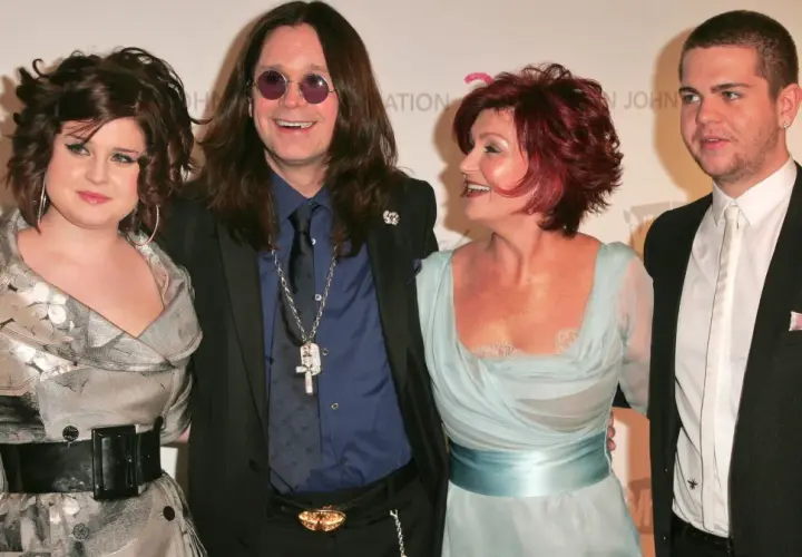 Ozzy Osbourne z rodziną: żona Sharon i dzieci Kelly i Jack.
