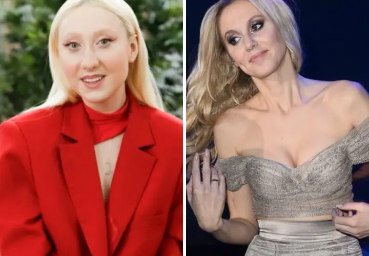 Dwie Kasi Moś: młodsza w czerwonej marynarce, starsza w srebrnej kreacji. Ile lat ma Kasia Moś?