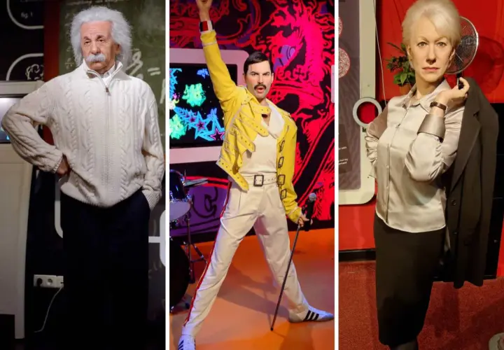Figury woskowe we Władysławowie: Einstein, Freddie Mercury i Helen Mirren.