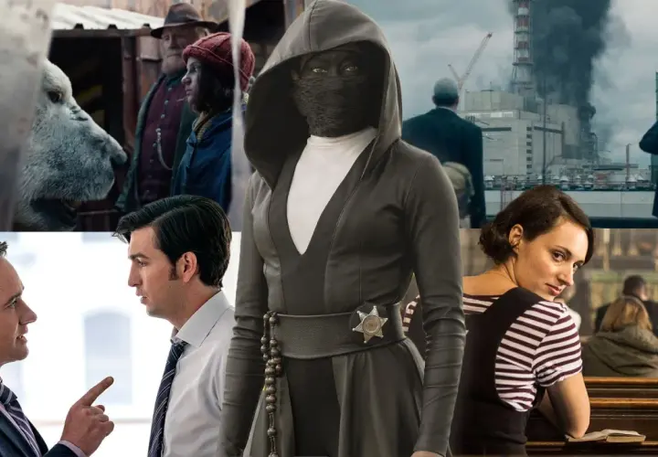 En kollage av scener från populära tv-serier. En lista över sevärda tv-serier.