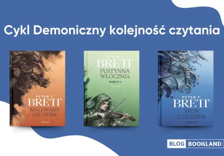 Okładki książek Petera V. Bretta: "Malowany człowiek", "Pustynna włócznia" i "Tron z czaszek".