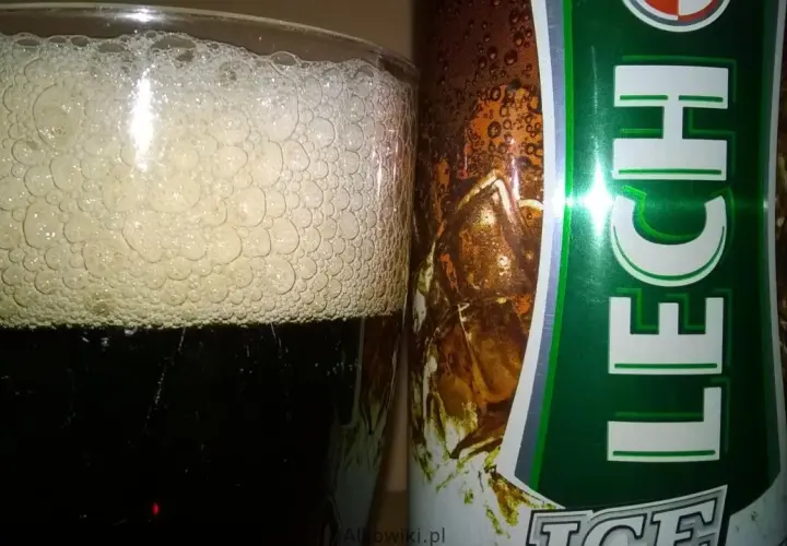 Szklanka z gęstą pianą obok puszki piwa Lech Premium. Idealne na orzeźwiający wieczór.