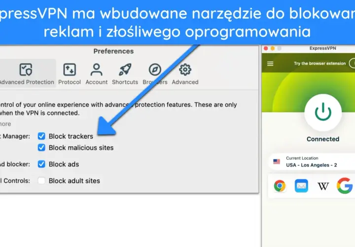 Instrukcja pl jak pobrać ExpressVPN: ustawienia blokowania reklam i złośliwego oprogramowania.