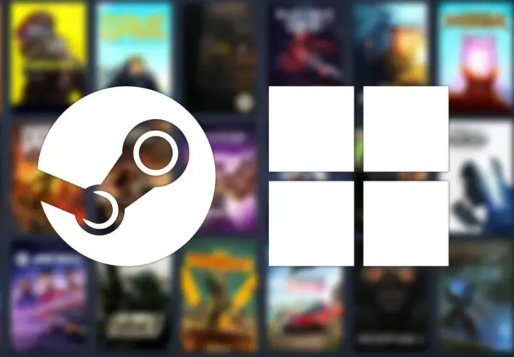 Ikona Steam i puste pola, symbolizujące jak zainstalować Steam na komputerze i rozpocząć przygodę z grami.