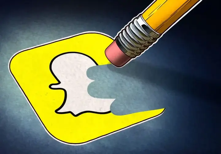 Gumka ołówka ściera logo Snapchata, symbolizując, jak usunąć konto na Snapie.
