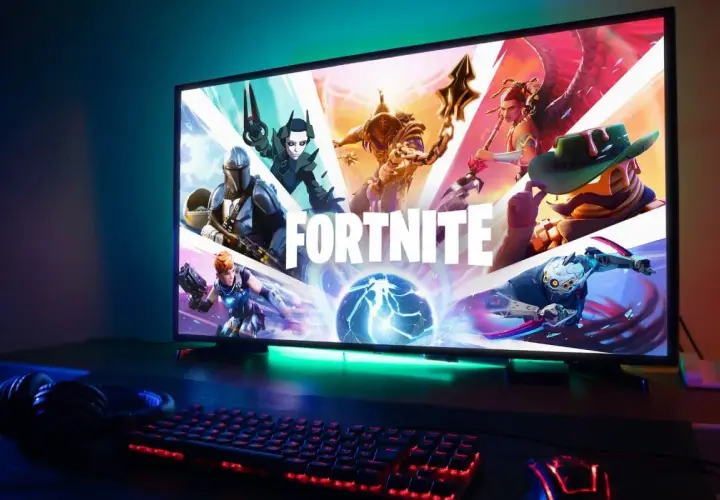 Ekran z logo Fortnite i postaciami. Czas na zmianę nicku Fortnite i rozpoczęcie nowej przygody!
