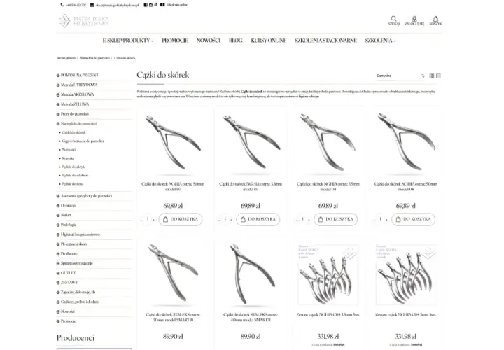 Cążki do skórek to niezbędne narzędzie do precyzyjnego manicure. Na tej półce znajdziesz różne modele, które ułatwią Ci pracę.