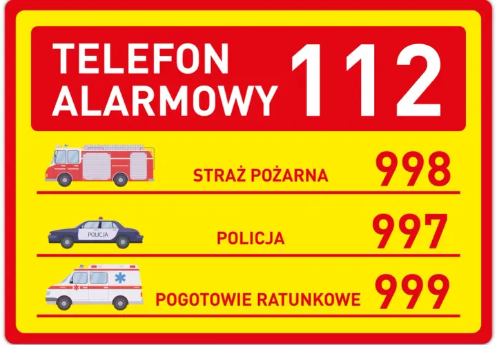 Telefon alarmowy 112. Straż pożarna 998, policja 997, pogotowie ratunkowe 999. Jaki jest numer na policję? 997.