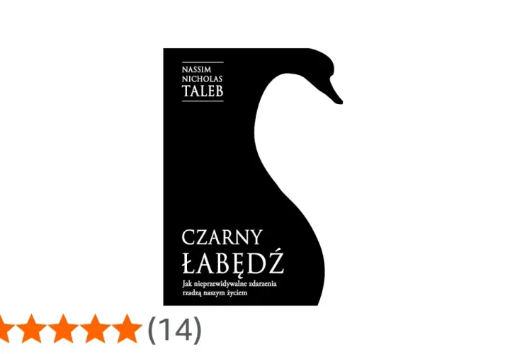 Okładka książki "Czarny łabędź" Nassima Nicholasa Taleba, z minimalistyczną grafiką czarnego łabędzia.