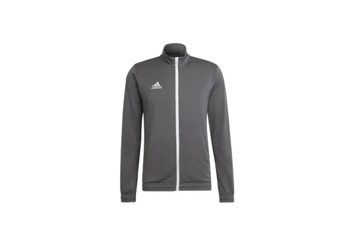 Szara bluza sportowa dres adidas entrada 22 z białym zamkiem i logo.