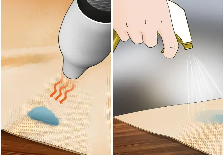 Chauffer une tache de silicone avec un sèche-cheveux, puis pulvériser pour savoir comment enlever du silicone sur un vêtement.
