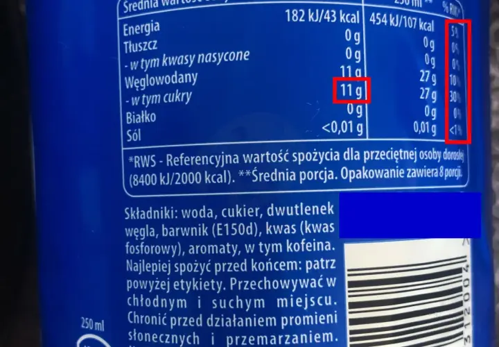 Tabela wartości odżywczych napoju. Czy piwo ma cukier? Tak, ten napój zawiera 11g cukru w 100ml.