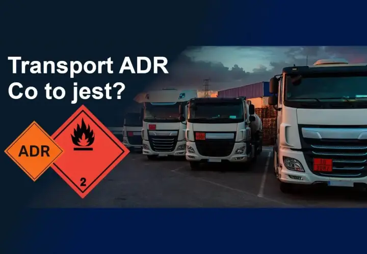 Ciężarówki z oznaczeniami ADR, symbolizujące transport materiałów niebezpiecznych. Dowiedz się, adr co to jest i jakie zasady obowiązują.
