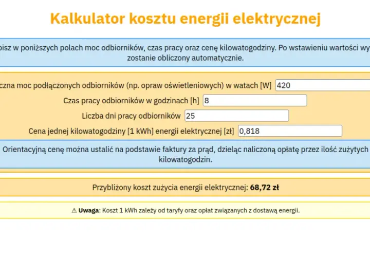 Jak obliczyć rachunek za prąd 2026? Kalkulator, stawki, taryfy