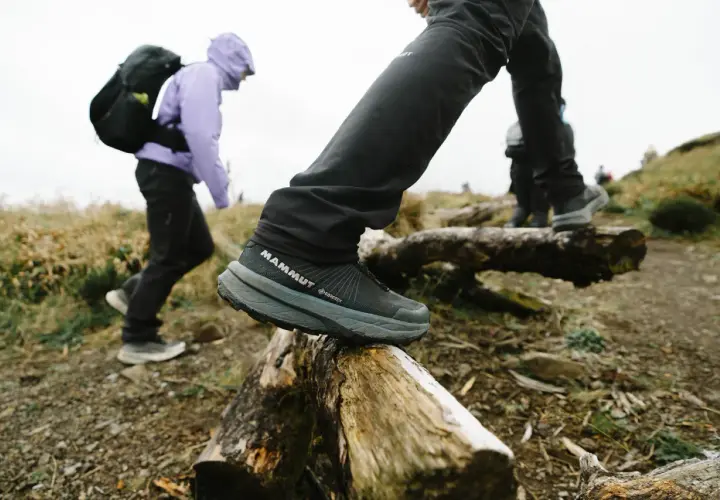 Dobre buty w Tatry to klucz do komfortowej wędrówki. Na zdjęciu widać turystów w solidnych butach z membraną Gore-Tex, pokonujących przeszkody na szlaku.
