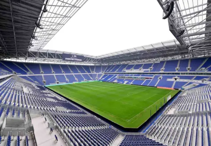 Nowy Everton Stadium, jeden z nowoczesnych stadionów w Anglii, gotowy na przyjęcie kibiców.
