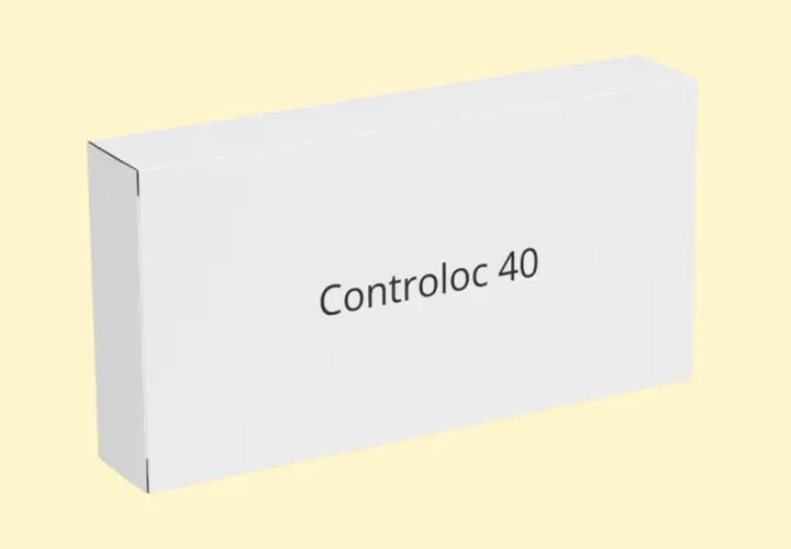 Białe pudełko z napisem Controloc 40 na jasnym, żółtym tle.