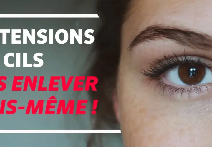 Comment enlever des faux cils soi-même ! Gros plan sur un œil marron avec des extensions de cils.