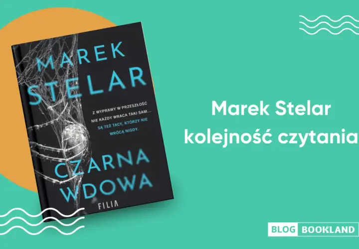 Okładka książki "Czarna wdowa" Marka Stelara. Na okładce pająk w sieci, sugerujący mroczną fabułę.